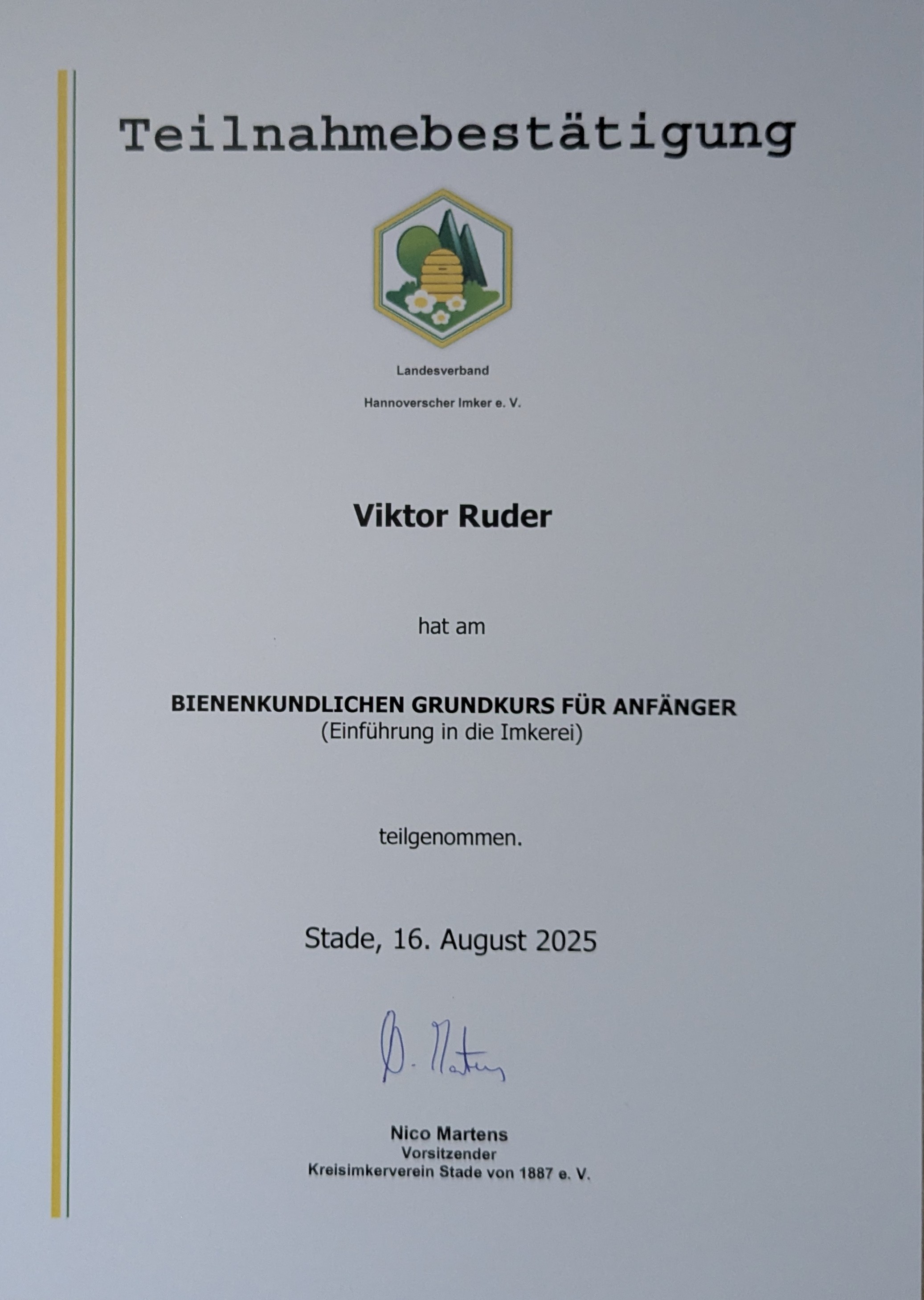 TN. Bestätigung Viktor